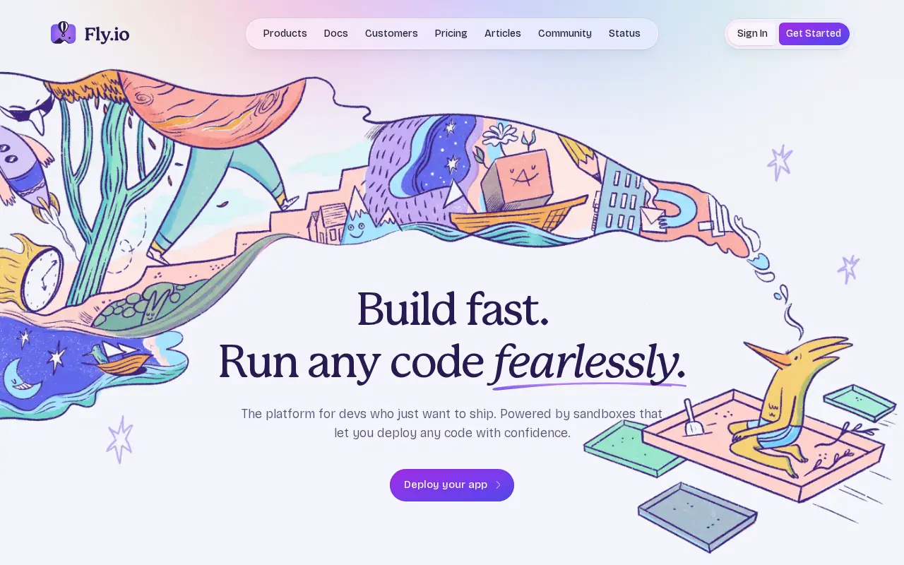 Homepage of Fly.io at fly.io
