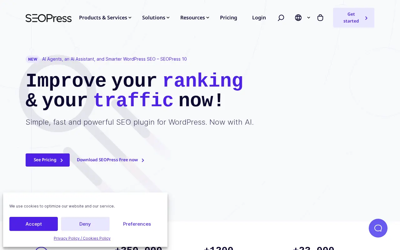 Homepage of SEOPress at seopress.org