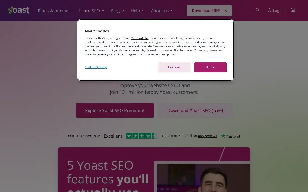 Homepage of Yoast at yoast.com