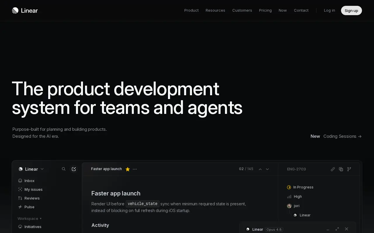 Homepage of Linear at linear.app