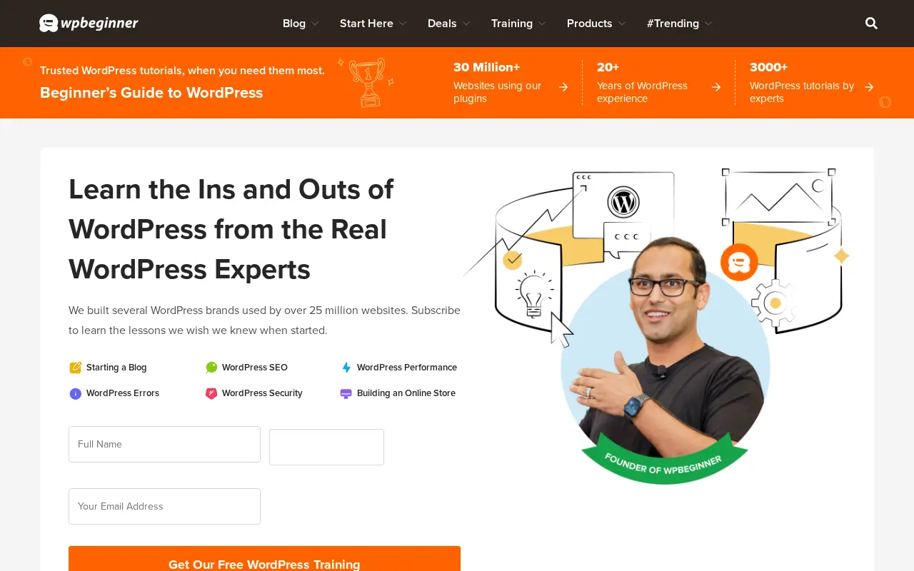 Homepage of WPBeginner at wpbeginner.com